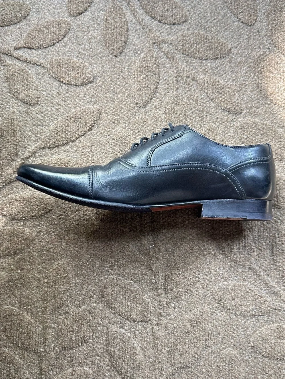 Ted Baker Men's Black Leather Cap-Toe Oxford Roggr 2 Size 8 1/2 (41)